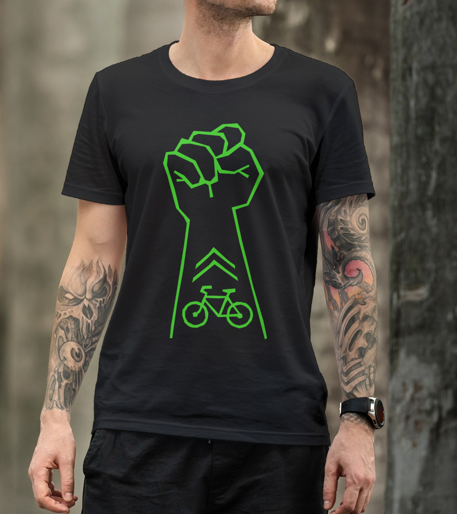 Bike Activist Fist With Green Bicycle T-Shirt