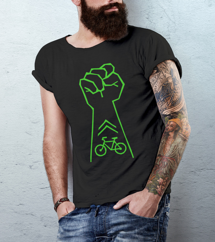 Bike Activist Fist With Green Bicycle T-Shirt