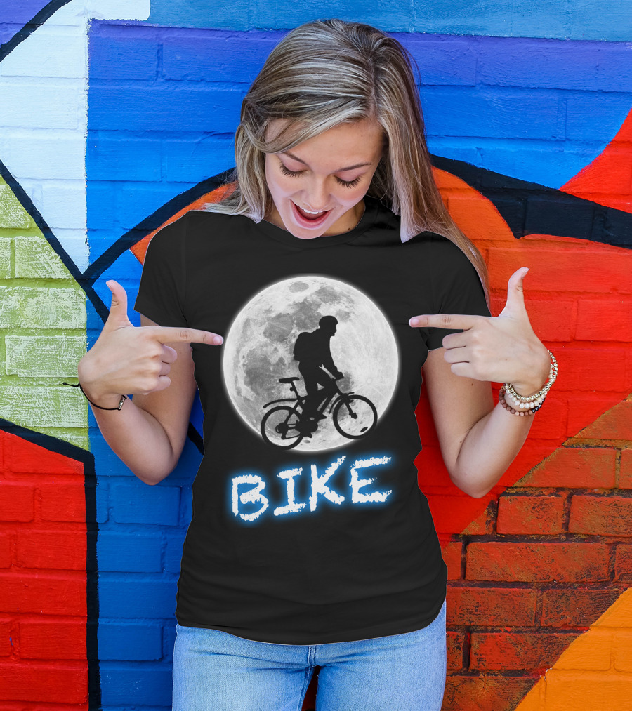 BIKE Silhouette Blue Moon Cycling Adventure T-Shirt
