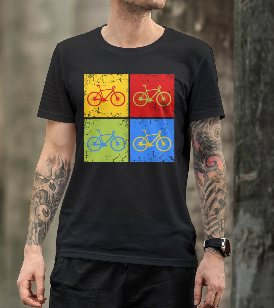 Bike Pop Art Colorful Bicycle Squares T-Shirt