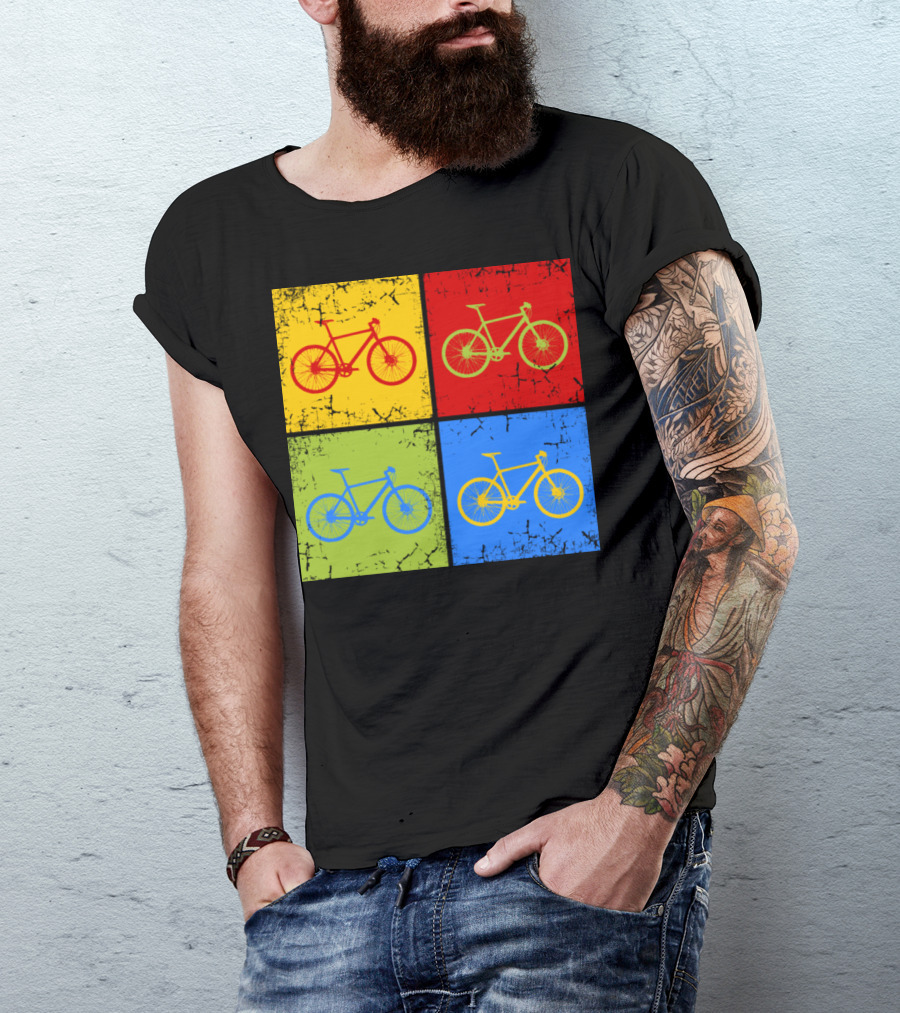 Bike Pop Art Colorful Bicycle Squares T-Shirt