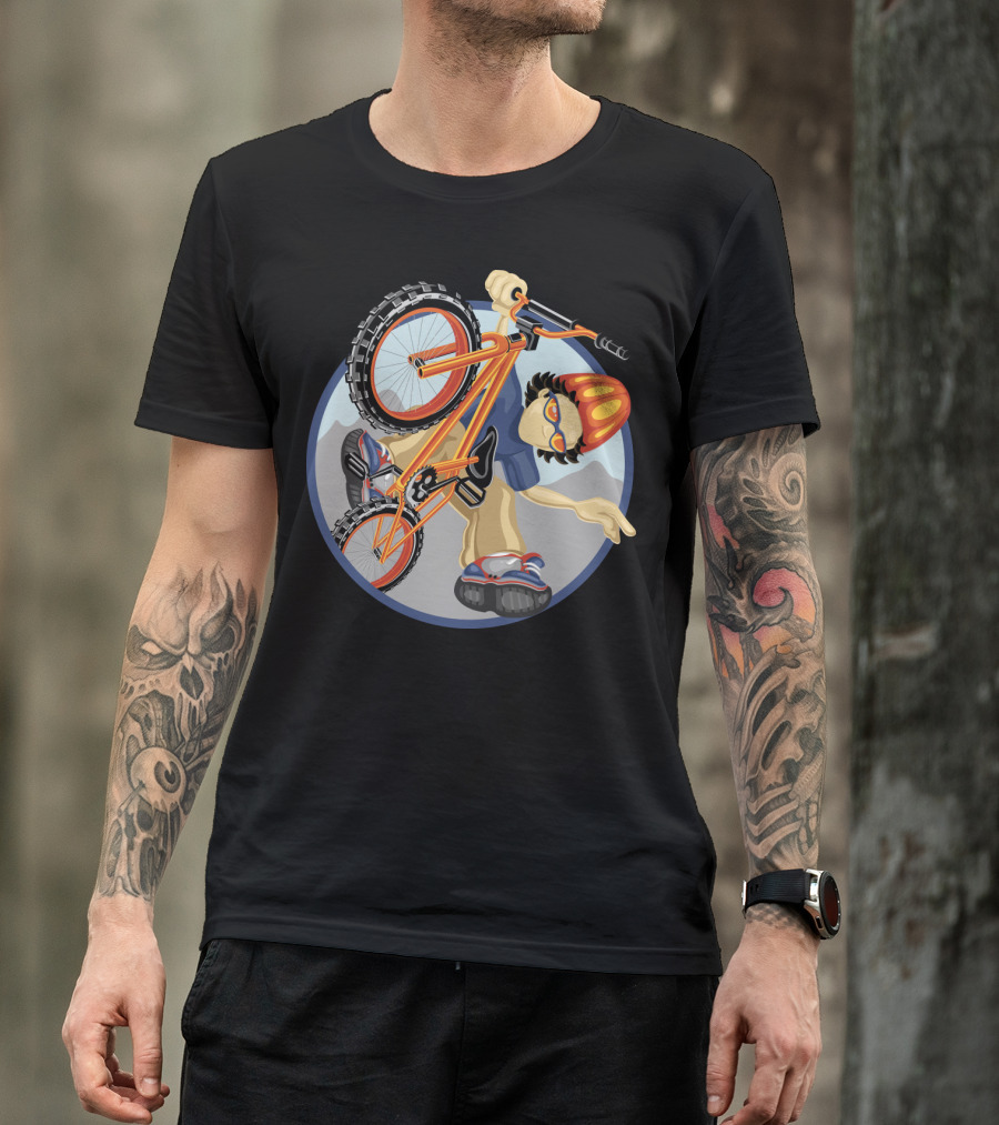 BMX Boy Extreme Stunt Rider With Helmet And Sunglasses T-Shirt