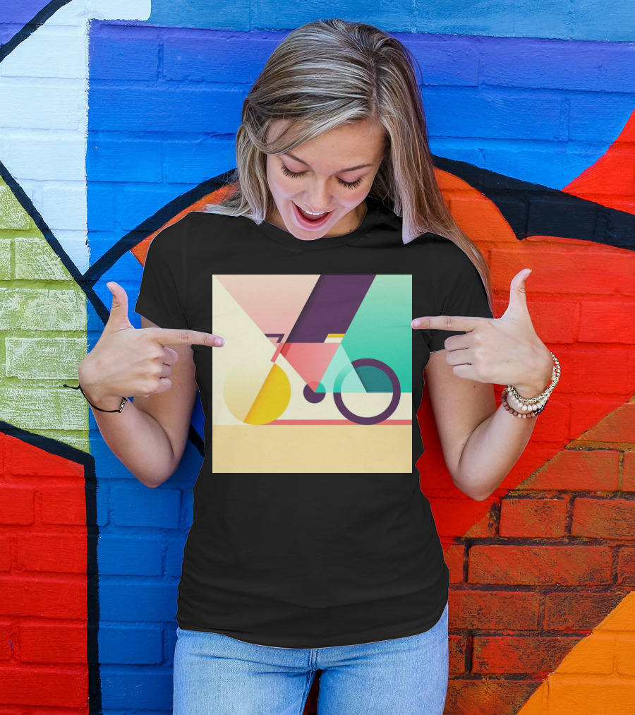 Colourful Geometric Bicycle Abstraction T-Shirt