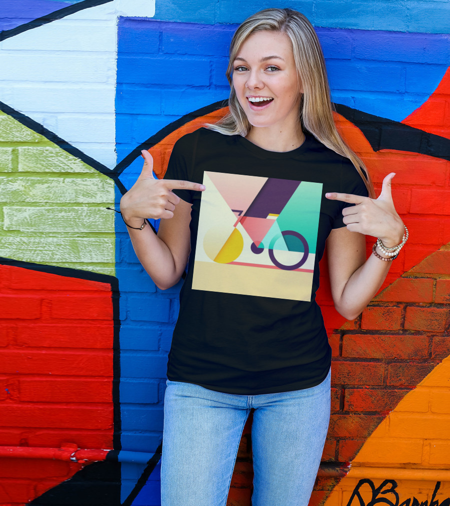 Colourful Geometric Bicycle Abstraction T-Shirt