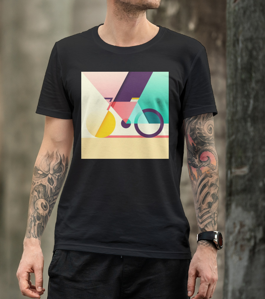 Colourful Geometric Bicycle Abstraction T-Shirt
