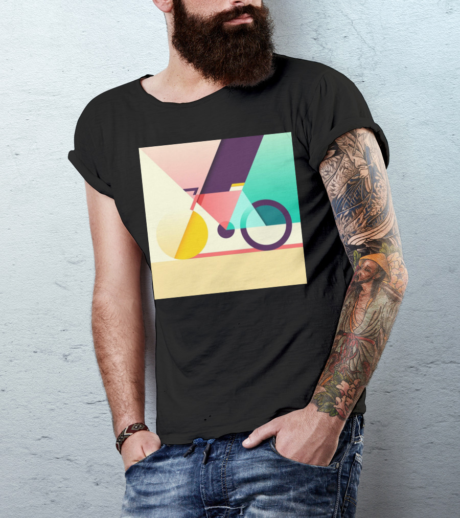 Colourful Geometric Bicycle Abstraction T-Shirt