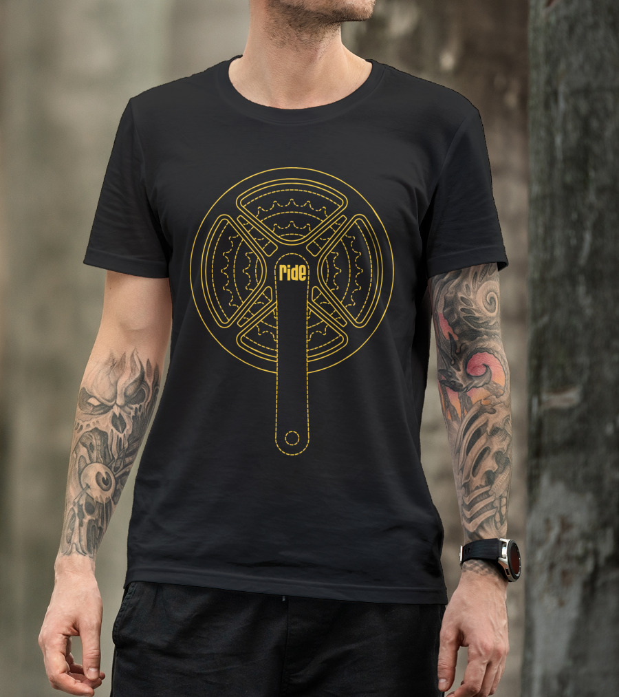 Ride Crank It Out Yellow Bicycle Chainring T-Shirt