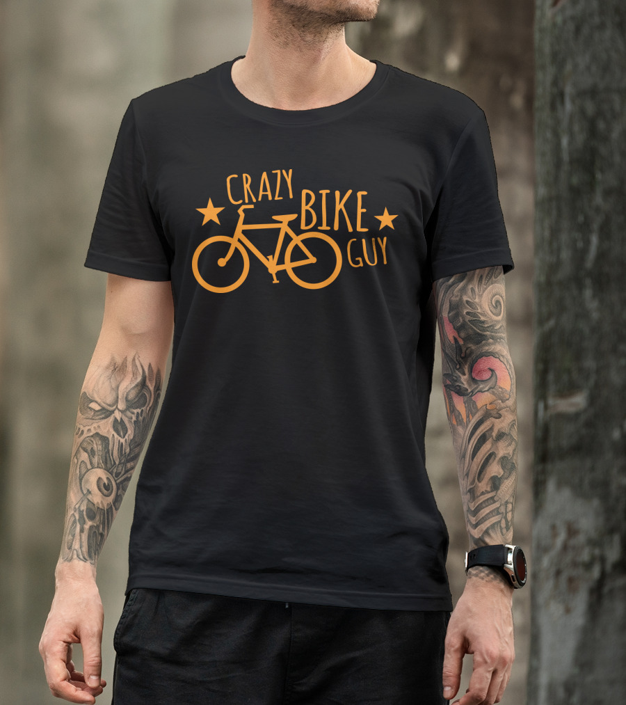 CRAZY BIKE GUY Bicycle Stars Fun T-Shirt