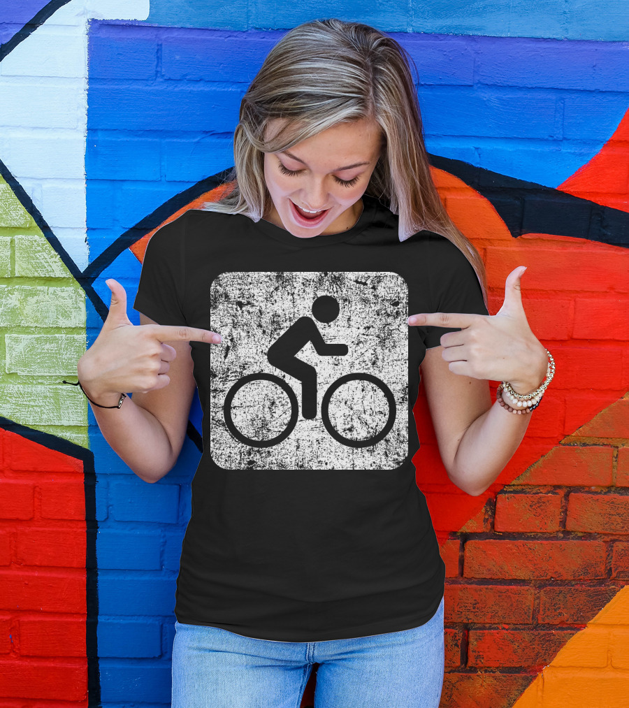 Cycling Sign Grunge Style Iconic Bicycle T-Shirt