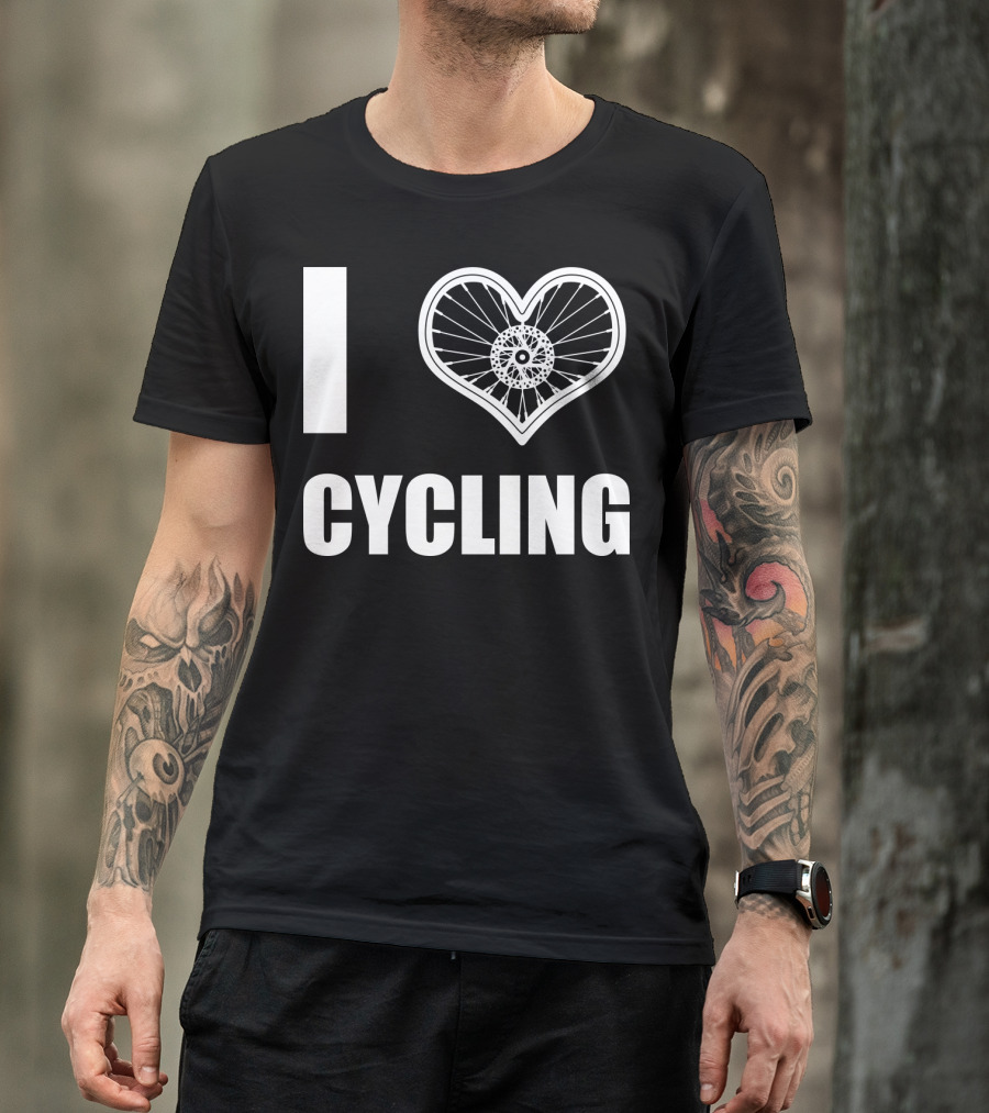 I Love Cycling Bicycle Wheel Heart T-Shirt