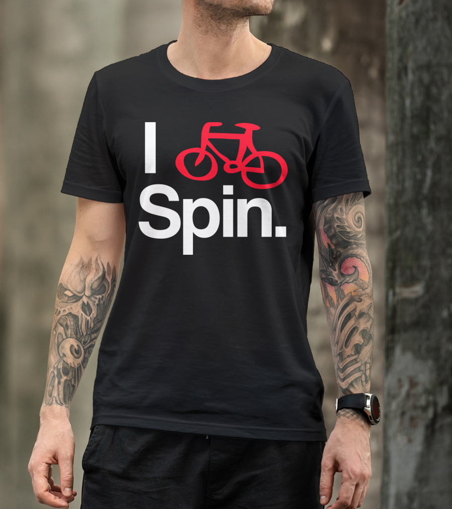 I Spin Bike Cycling Biking Workout With Red Bicycle T-Shirt
