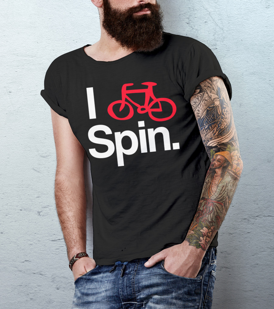 I Spin Bike Cycling Biking Workout With Red Bicycle T-Shirt