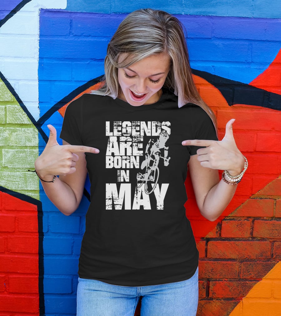 Legends Are Born In May Cycling Vintage Style Mountain Bike Enthusiasts T-Shirt