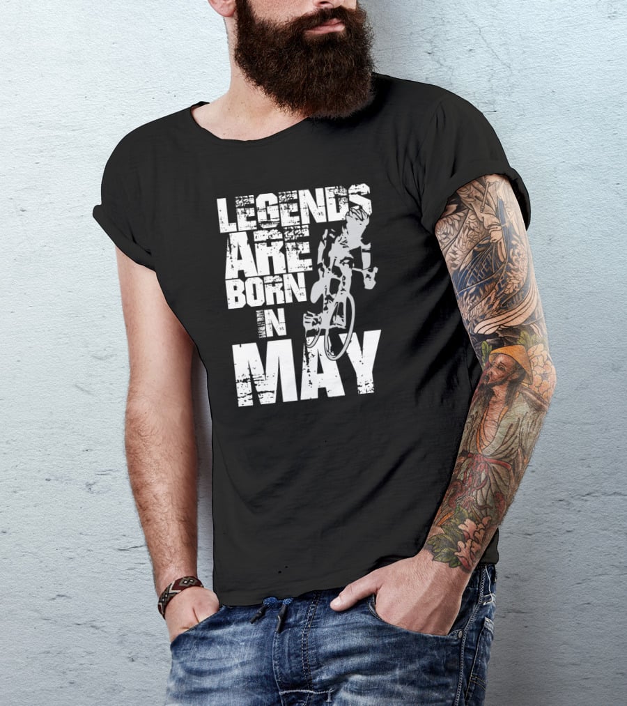 Legends Are Born In May Cycling Vintage Style Mountain Bike Enthusiasts T-Shirt