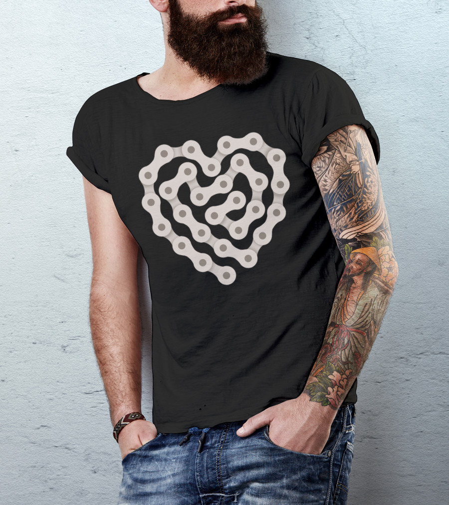 Love Biking Heart Chain T-Shirt