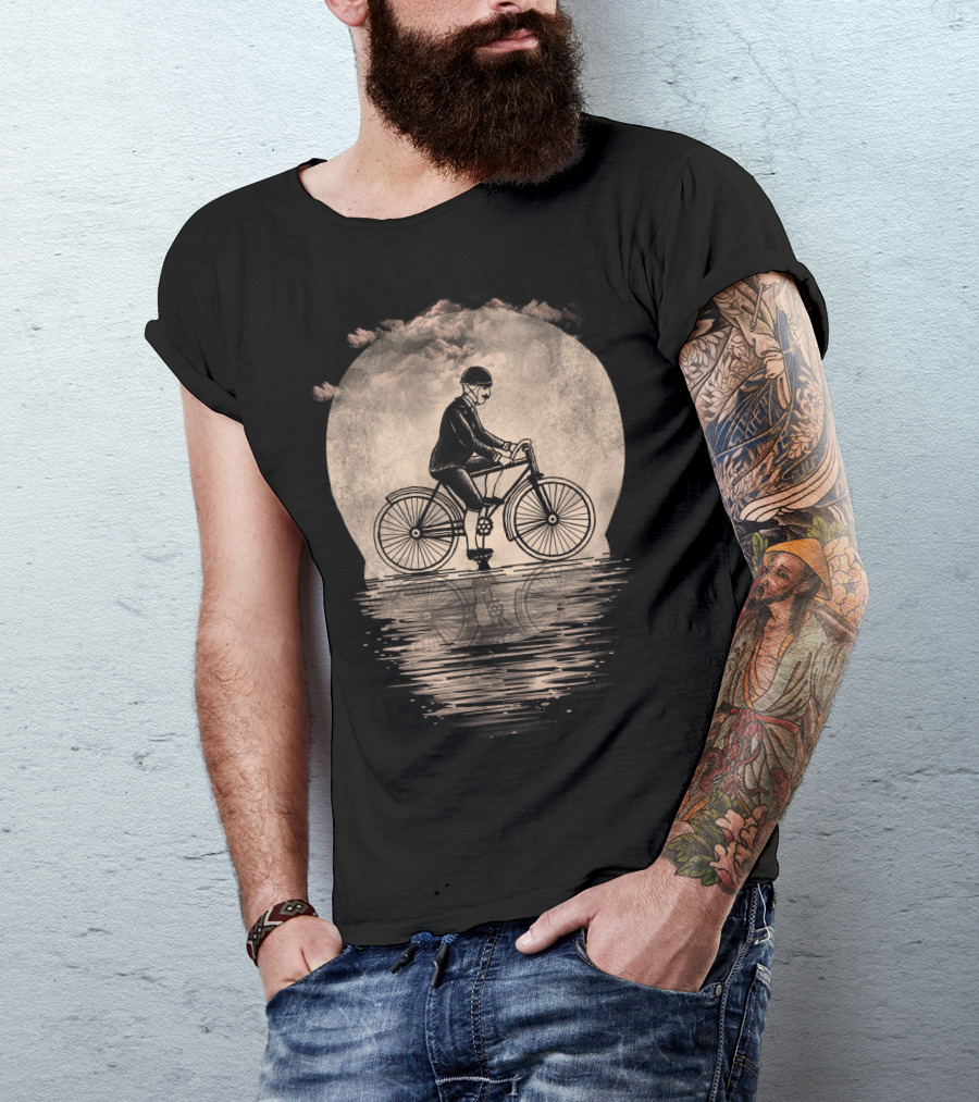 Live To Ride Cloudy Reflection Vintage Cyclist T-Shirt