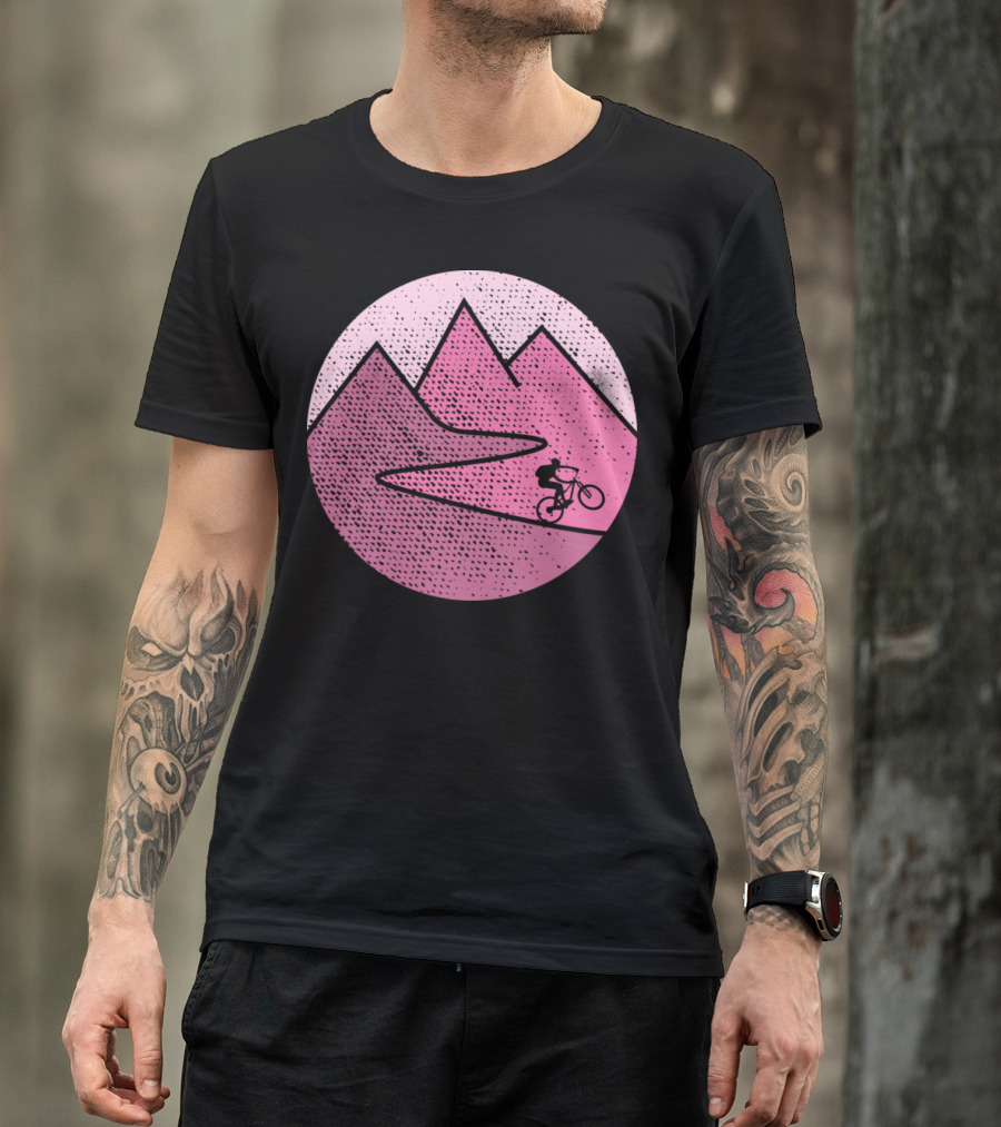 Mountain Bike Cycling Scenic Adventure In Pink Mountains T-Shirt
