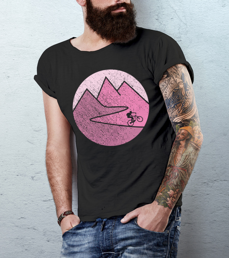 Mountain Bike Cycling Scenic Adventure In Pink Mountains T-Shirt