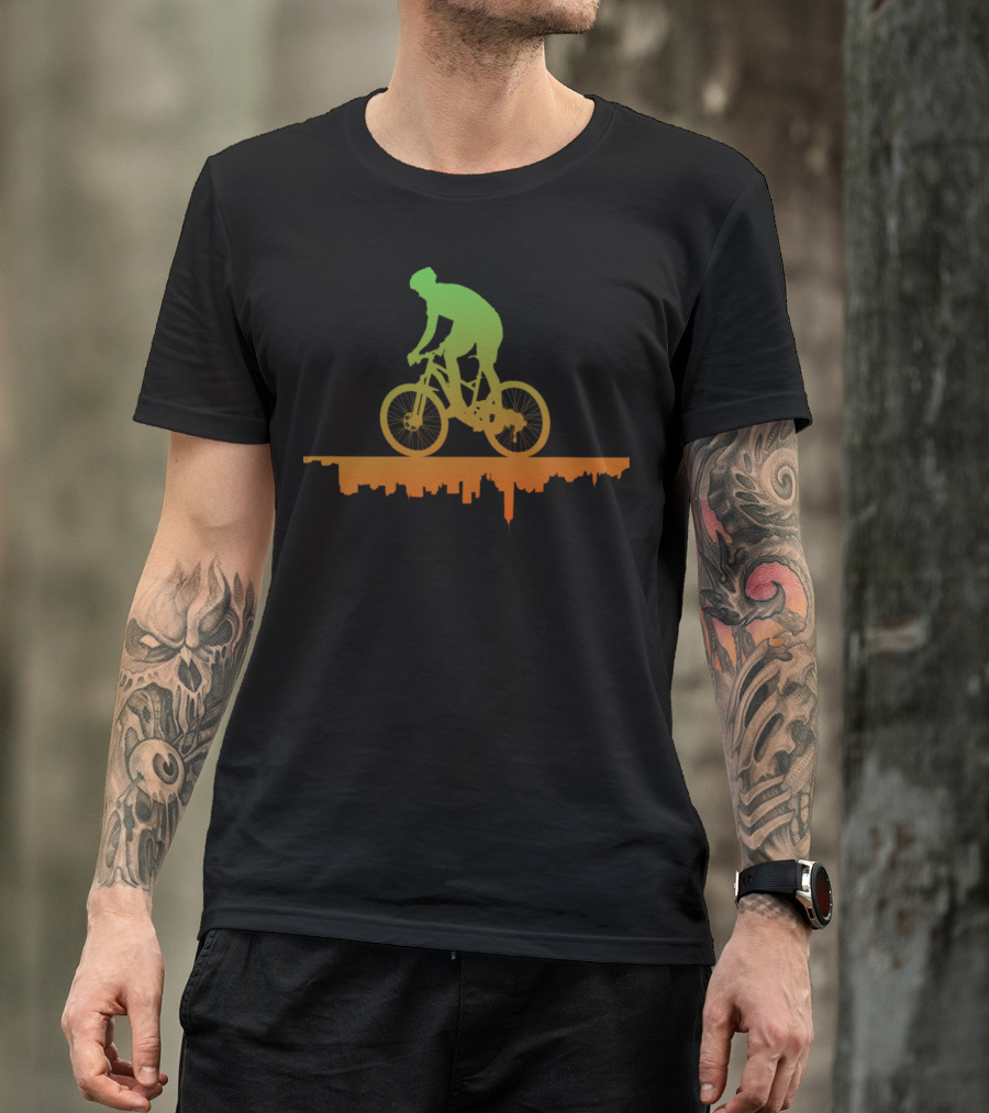 MTB Free Your Mind Cyclist Urban Skyline Gradient T-Shirt