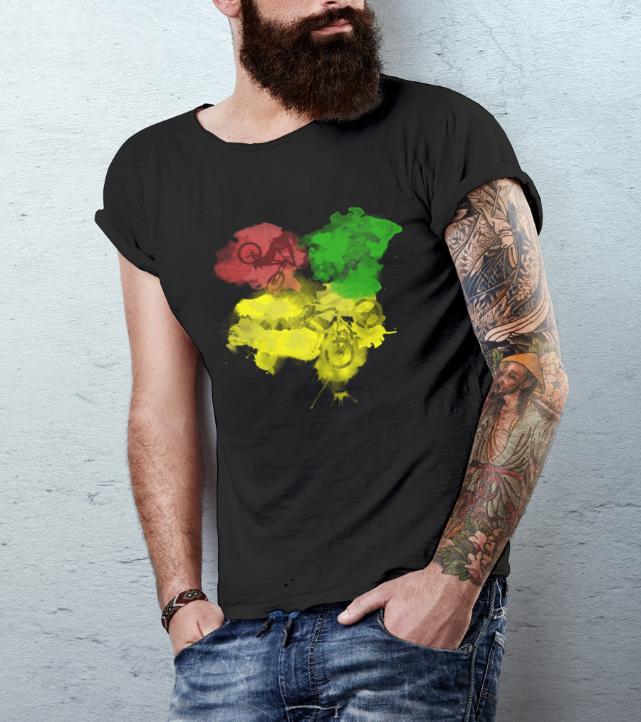 MTB Rasta Red Green Yellow Mountain Biking T-Shirt