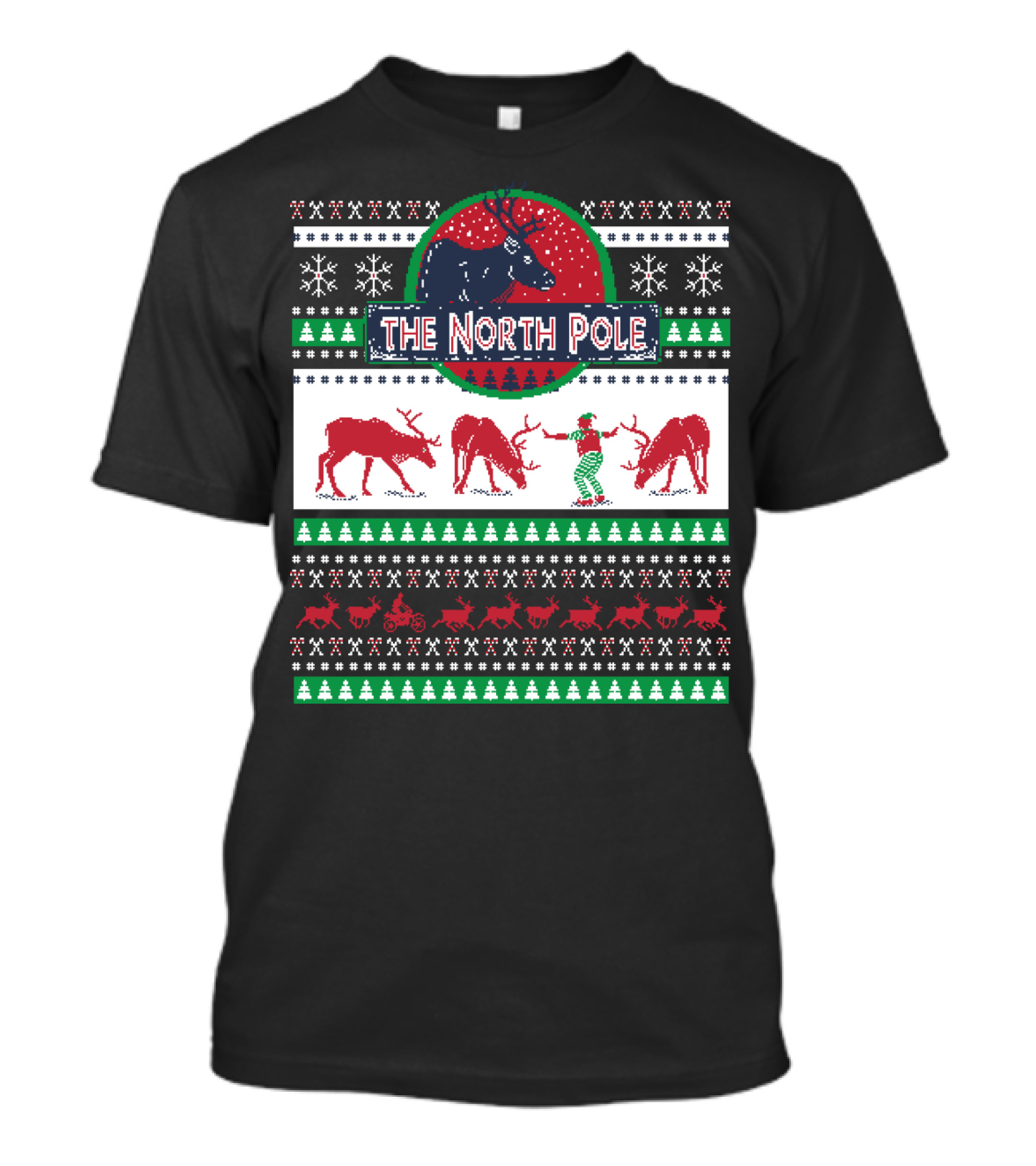 The North Pole Reindeer Ugly Christmas T-Shirt