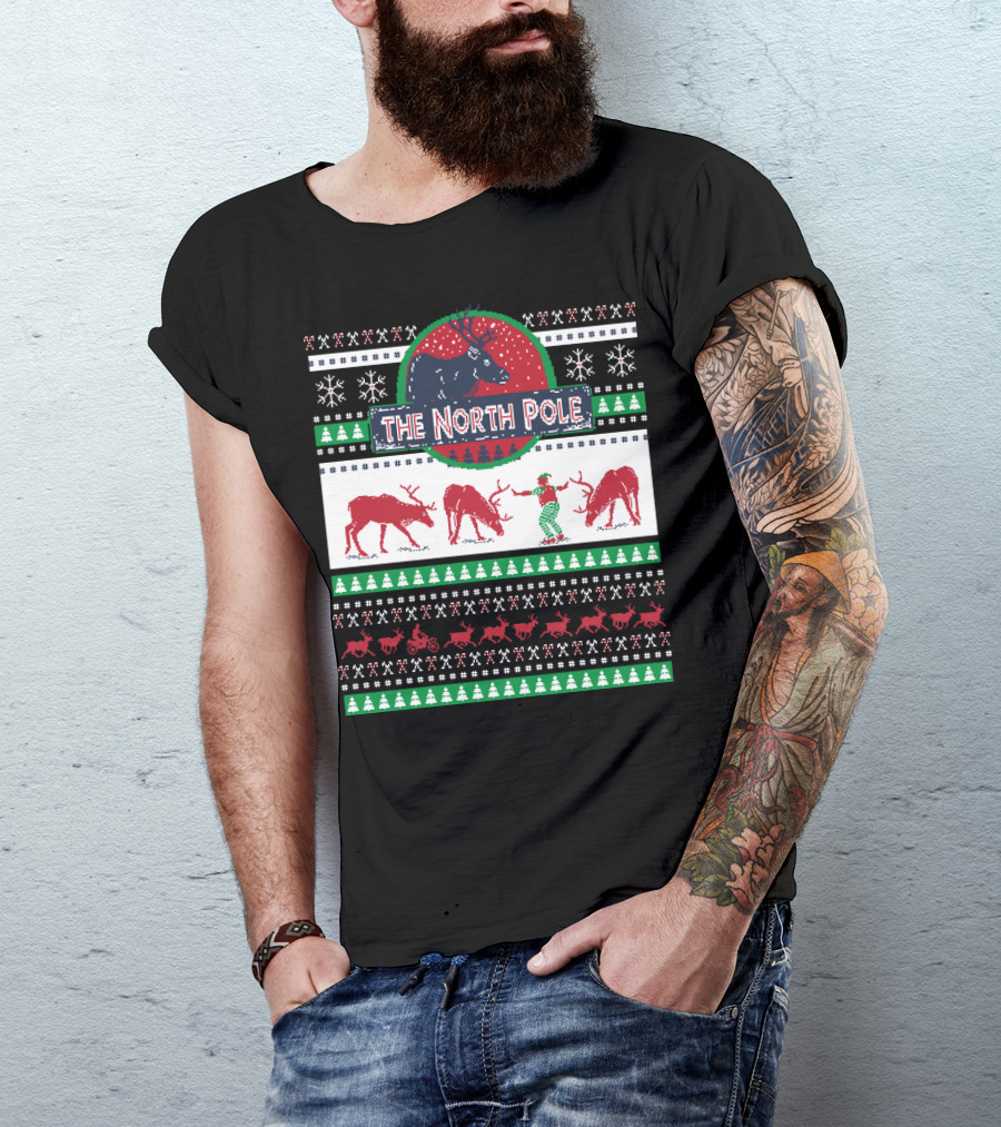 The North Pole Reindeer Ugly Christmas T-Shirt