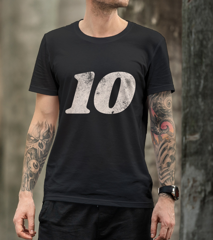 Number Ten 10 Distressed Vintage Sports T-Shirt