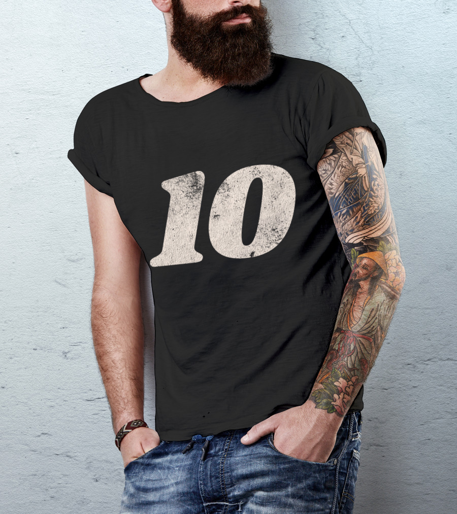 Number Ten 10 Distressed Vintage Sports T-Shirt