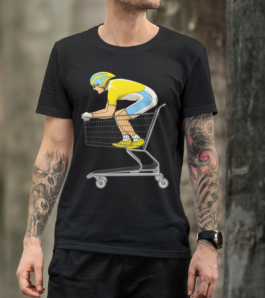 Retail Racer Cyclist In Shopping Cart T-Shirt