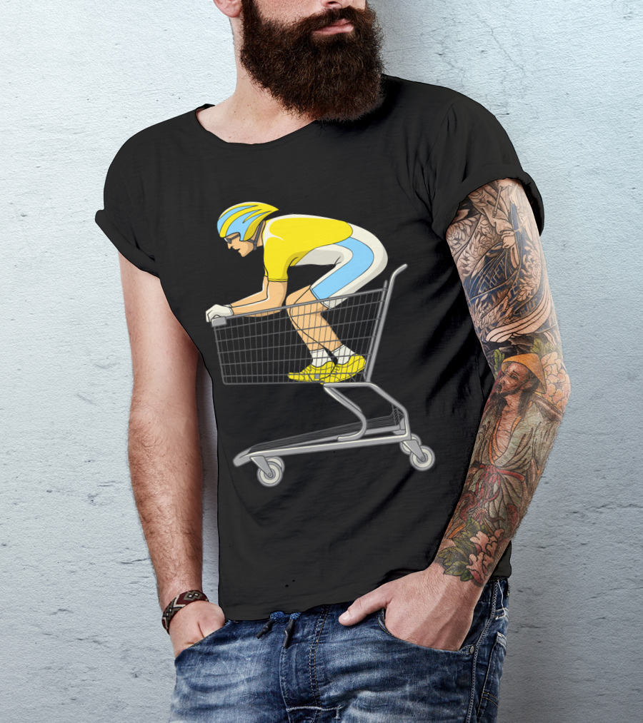 Retail Racer Cyclist In Shopping Cart T-Shirt