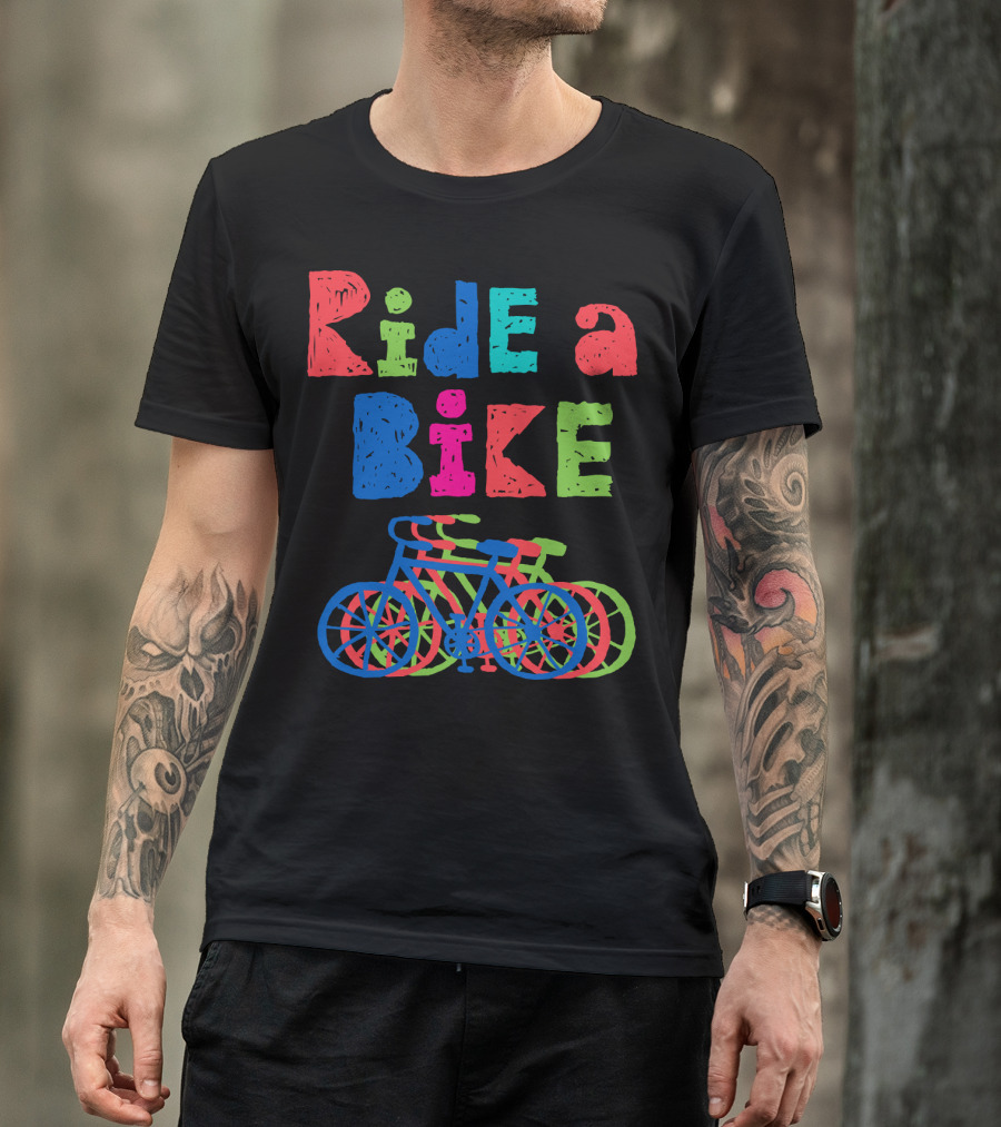 Ride A Bike Sketchy Colorful Layered Bicycles T-Shirt