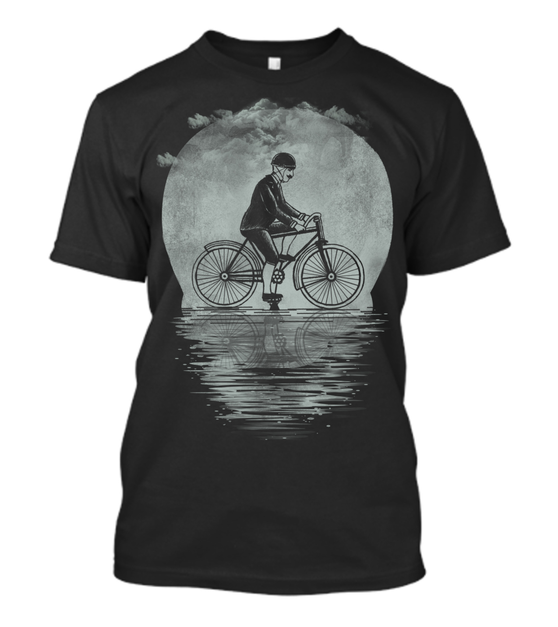 Ride Hard Or Die Young Bicycle Rider Reflecting On Water Under Cloudy Sky T-Shirt