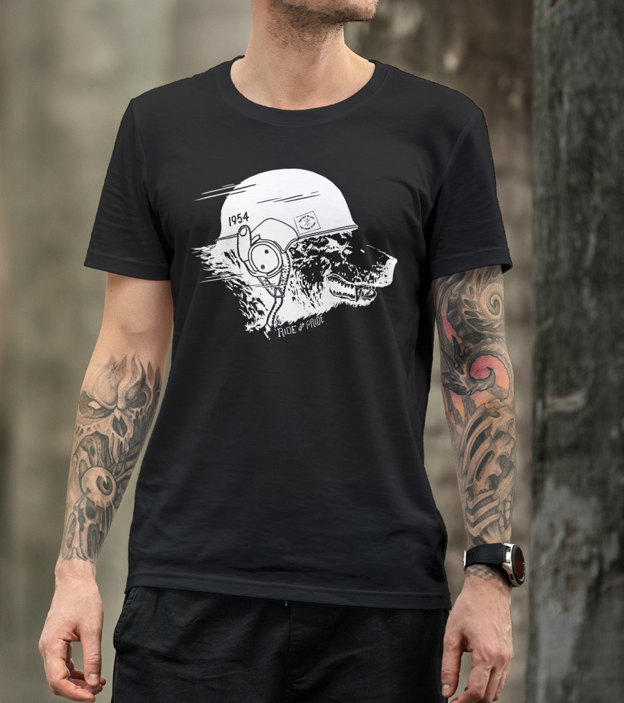 Ride With Pride 1954 Bear Motorcycle Helmet T-Shirt