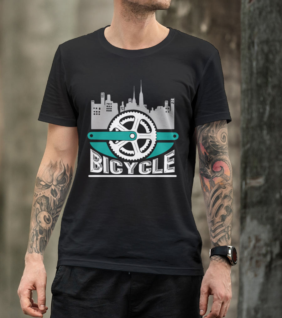 Skyline City Bicycle Chain Bike Idea T-Shirt