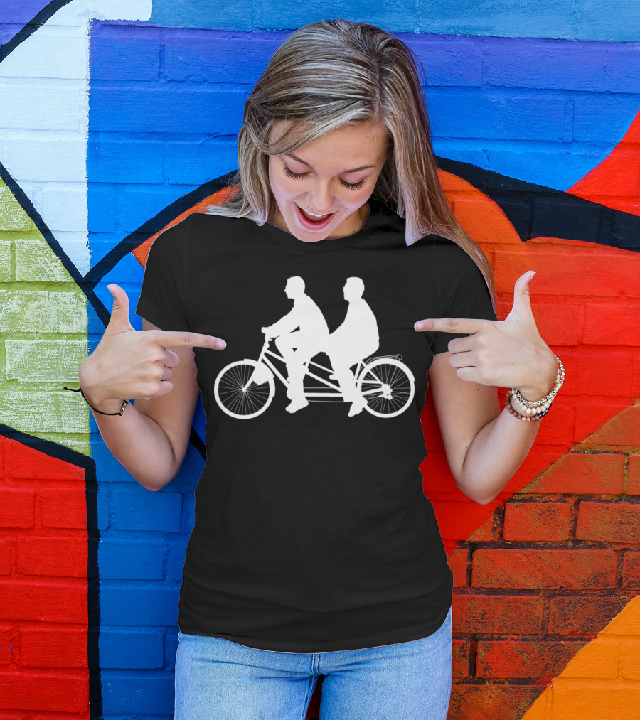 Tandem Bicycle Bike Cyclist Riding Together T-Shirt