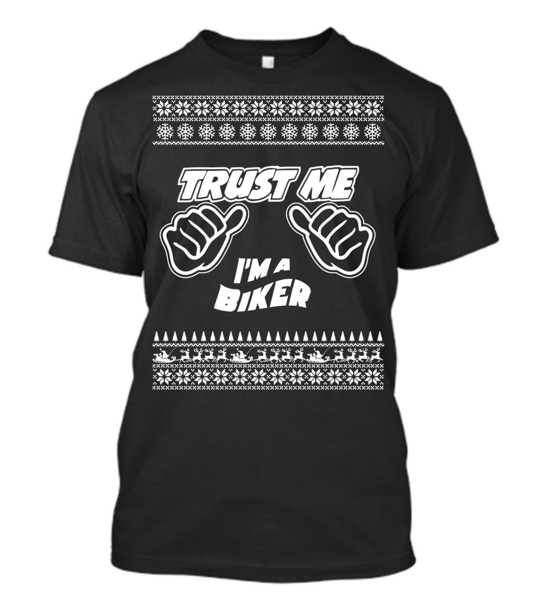 Trust Me I'm A Biker Christmas Pattern Thumbs Up T-Shirt