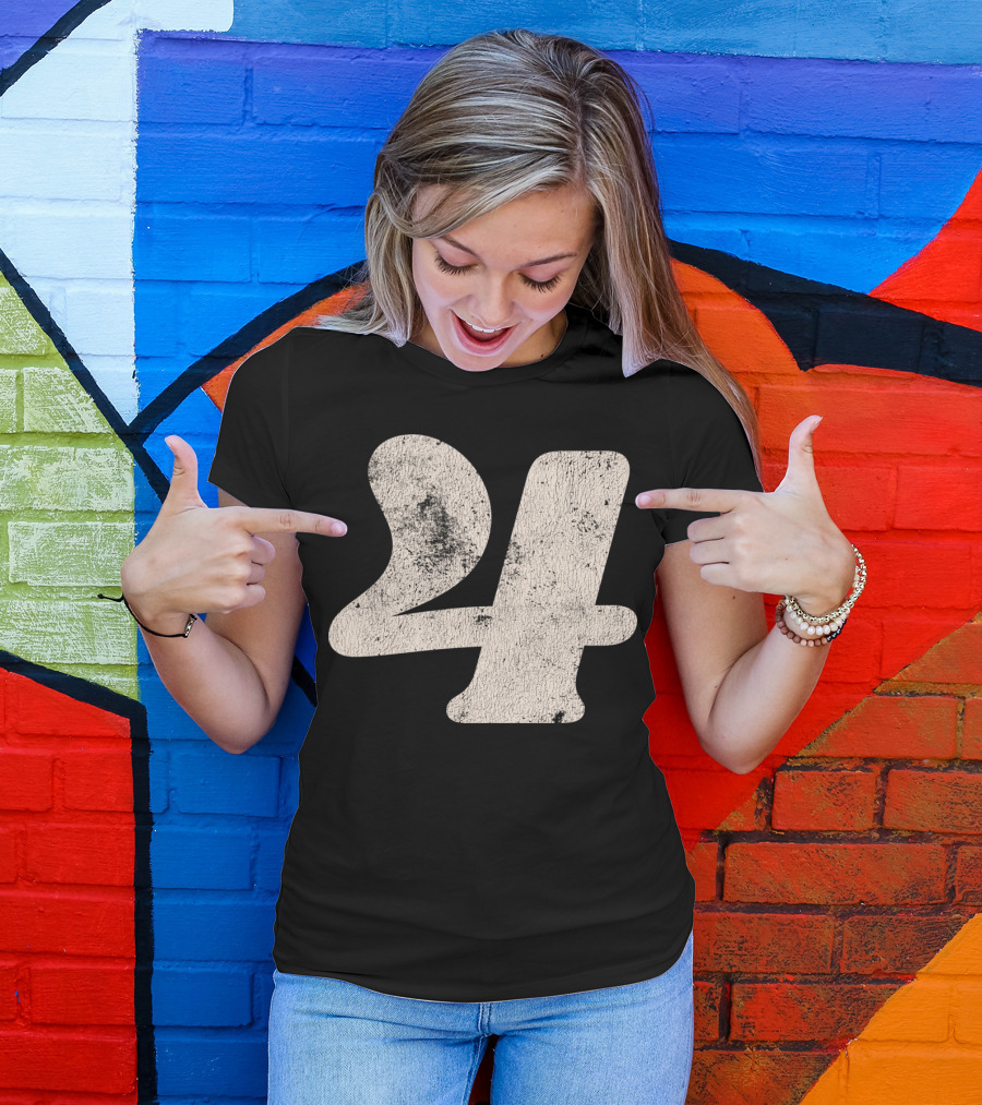 Vintagestyle Textured 24 Number Four T-Shirt