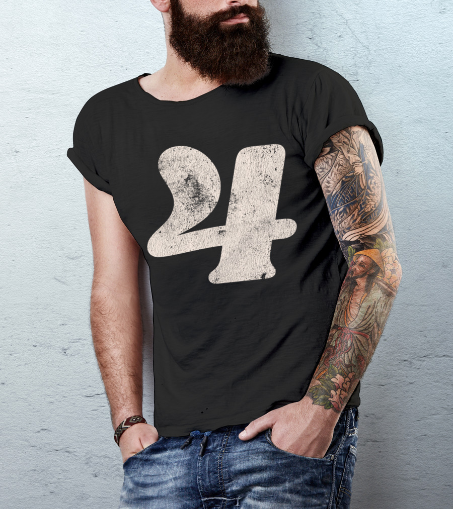 Vintagestyle Textured 24 Number Four T-Shirt
