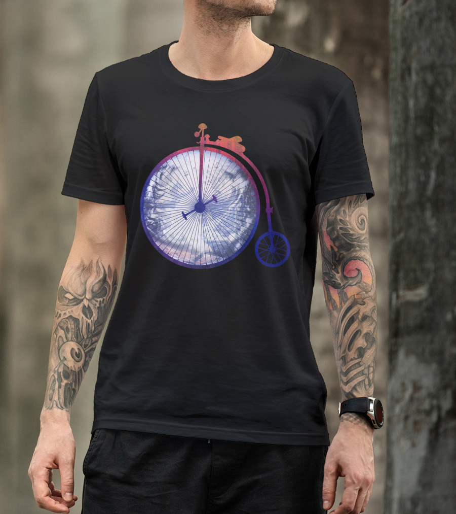 Vintage World Bicycle Traveler Earth Penny-Farthing T-Shirt