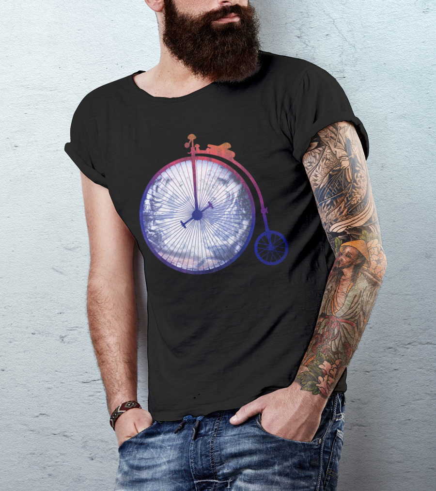 Vintage World Bicycle Traveler Earth Penny-Farthing T-Shirt