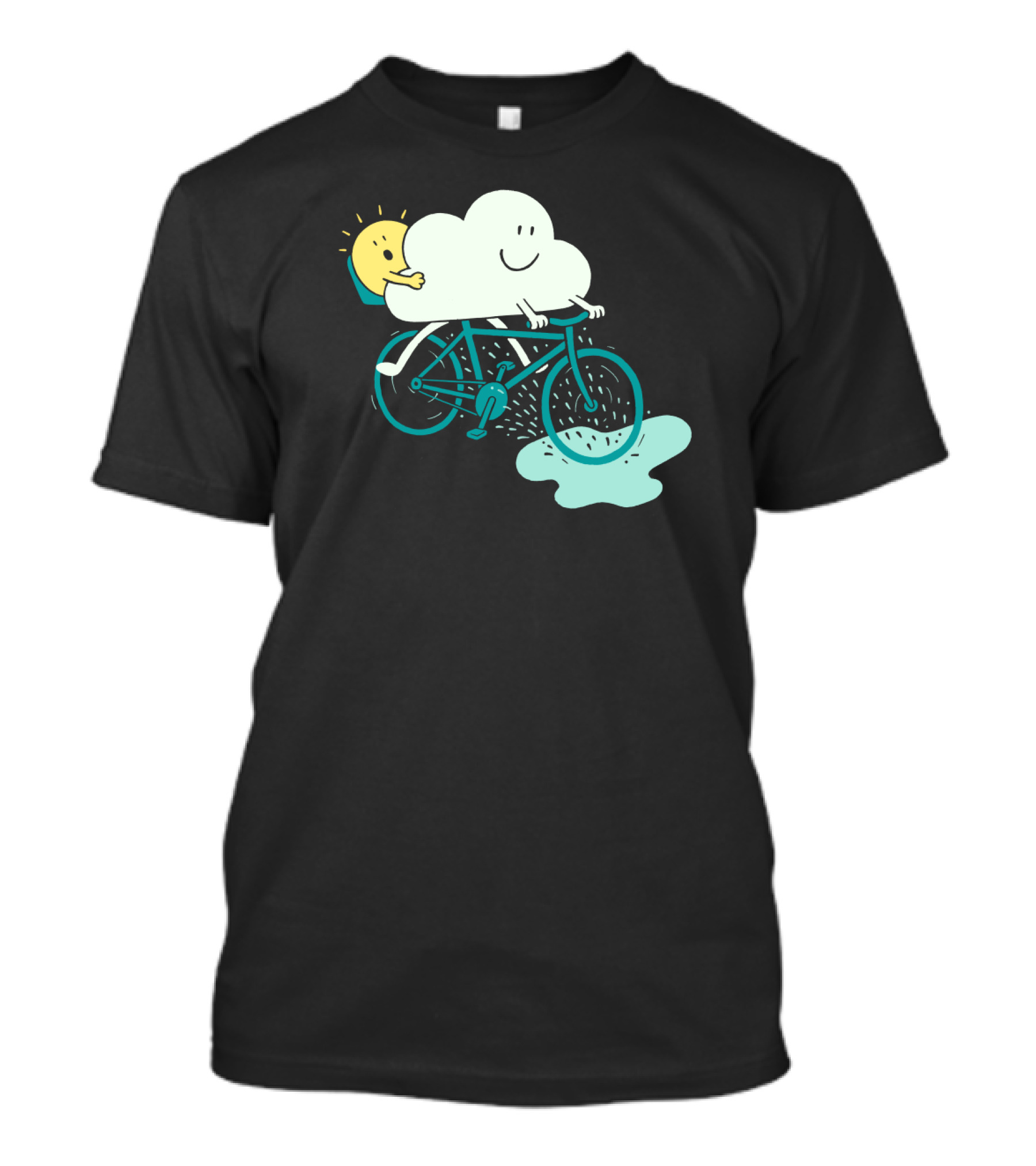 Weather Cycles Happy Sun And Cloud Riding Bicycle T-Shirt