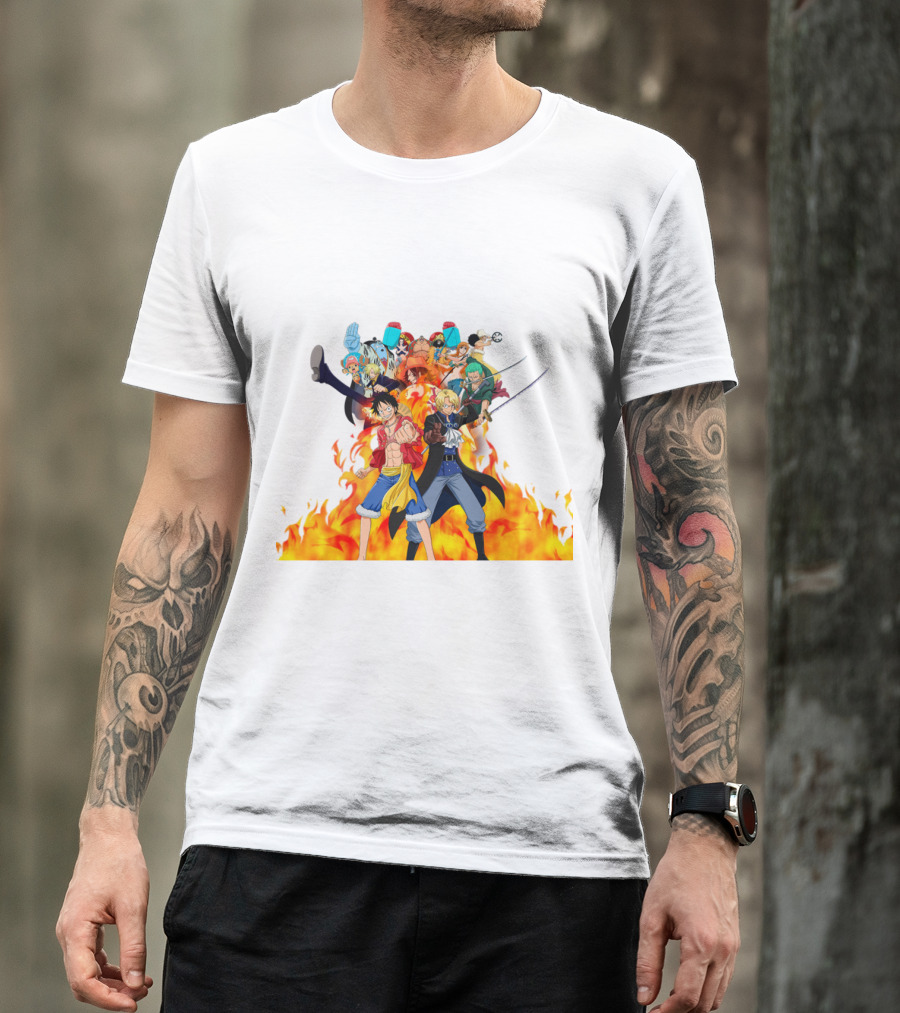 One Piece Pirate Crew In Flames T-Shirt