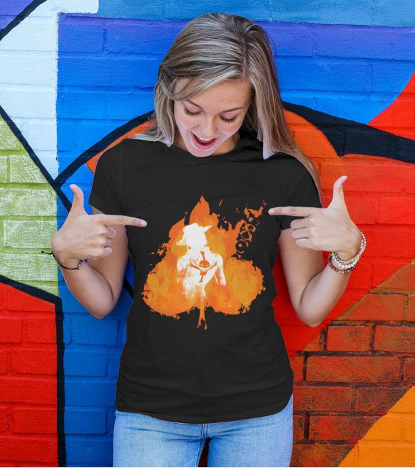 Ace One Piece Silhouette On Fire T-Shirt