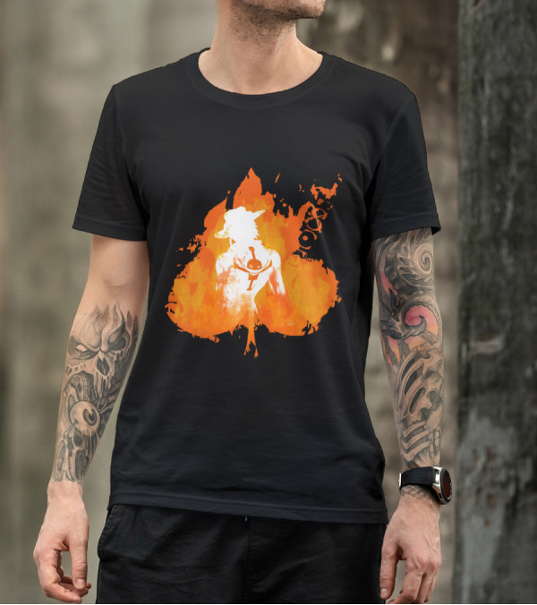 Ace One Piece Silhouette On Fire T-Shirt