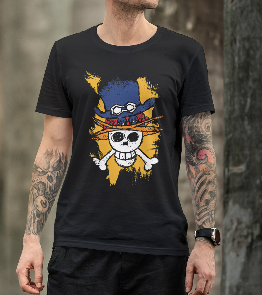 One Piece ASL Ace Sabo Luffy Skull And Pirate Hat T-Shirt