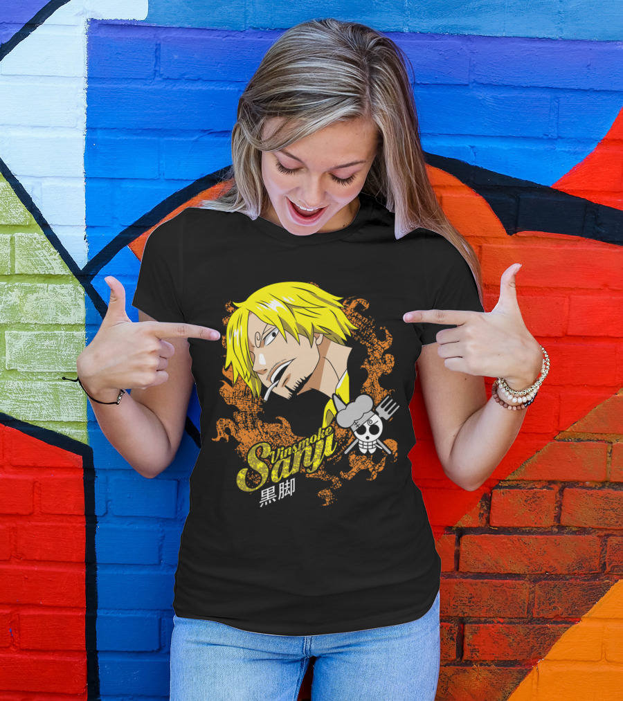 Vinsmoke Sanji Black Leg Skull烟叉 T-Shirt