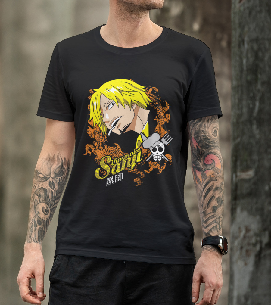 Vinsmoke Sanji Black Leg Skull烟叉 T-Shirt
