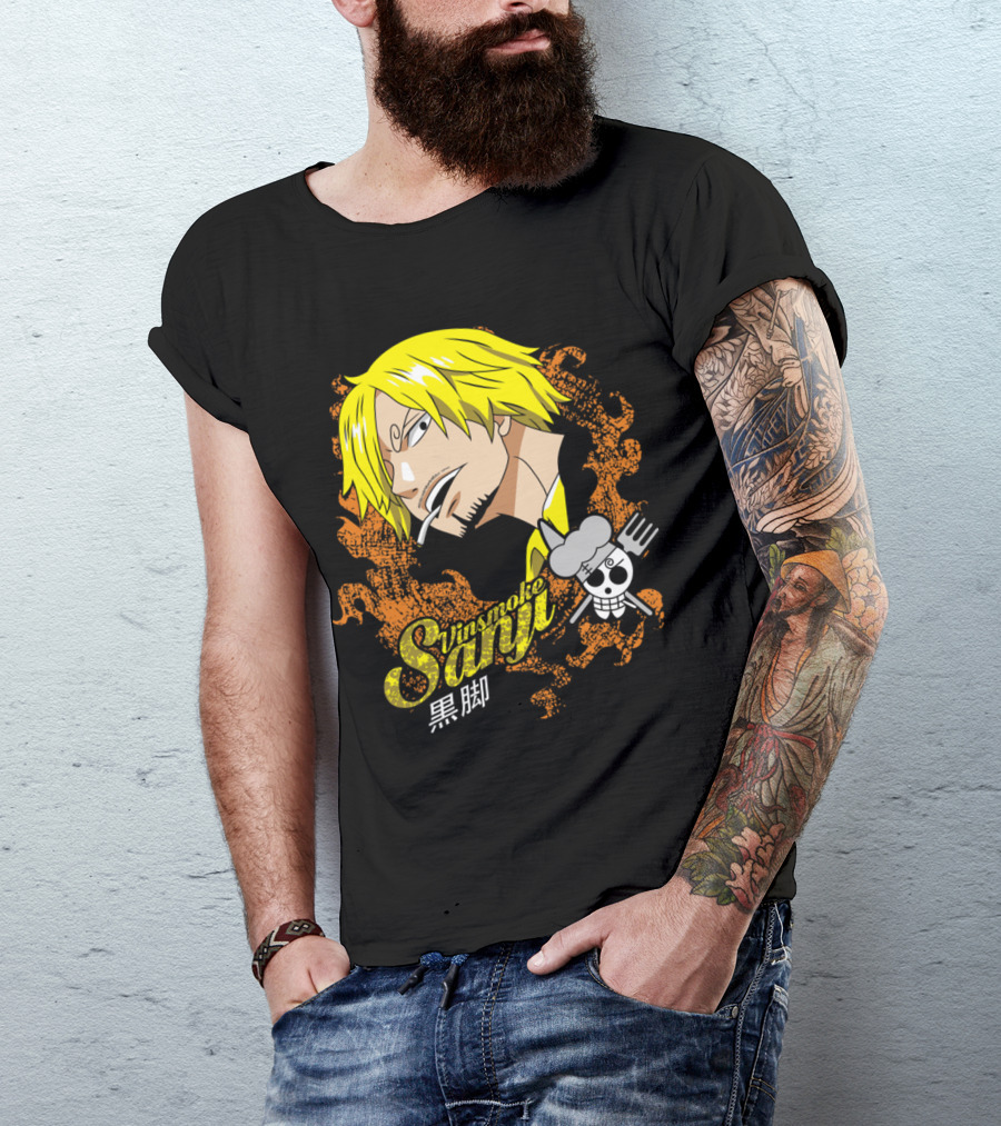 Vinsmoke Sanji Black Leg Skull烟叉 T-Shirt
