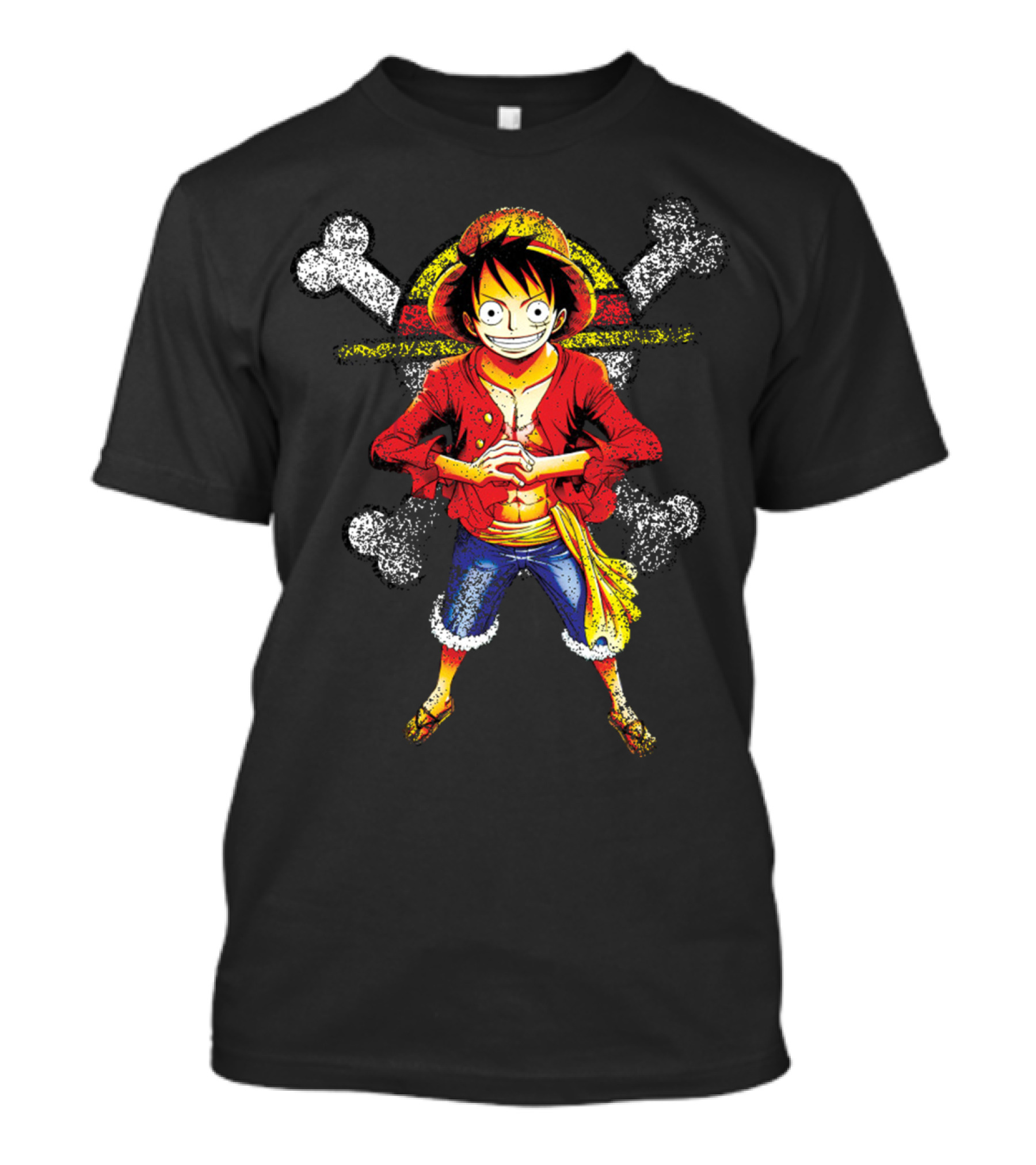 GRUNGE STRAW HAT PIRATE GRAPHIC ONE PIECE LUFFY SHONEN MANGA ANIME T-Shirt