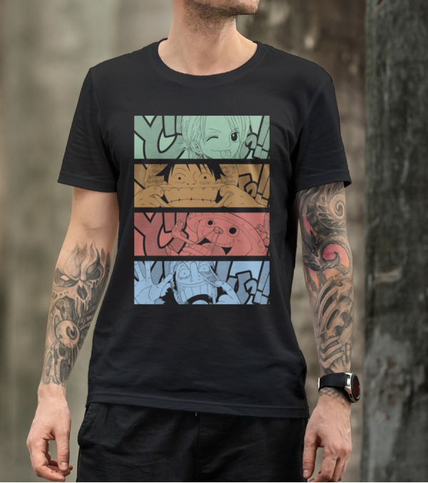 One Piece Keep Smiling Comic Characters T-Shirt